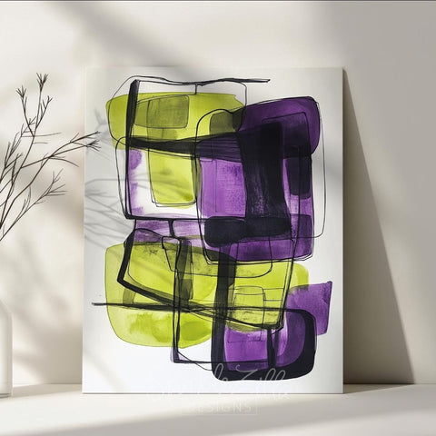 Neon Cubes Abstract Canvas