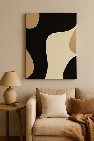 Modern Brown & Beige Swirl Abstract Canvas