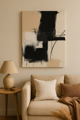 Modern Brown & Beige J Abstract Canvas