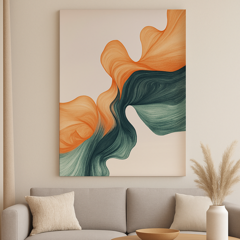 Peach & Green Swirls Canvas
