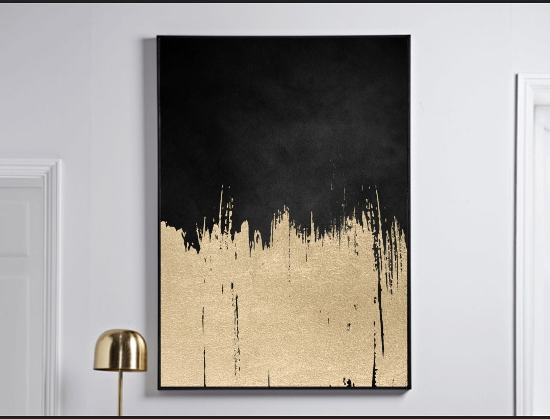 Gold and Onyx  - Acrylic Wall Art