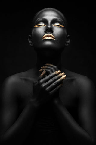 Black/Gold Goddess I - Tempered Glass Wall Art - Art Boutike