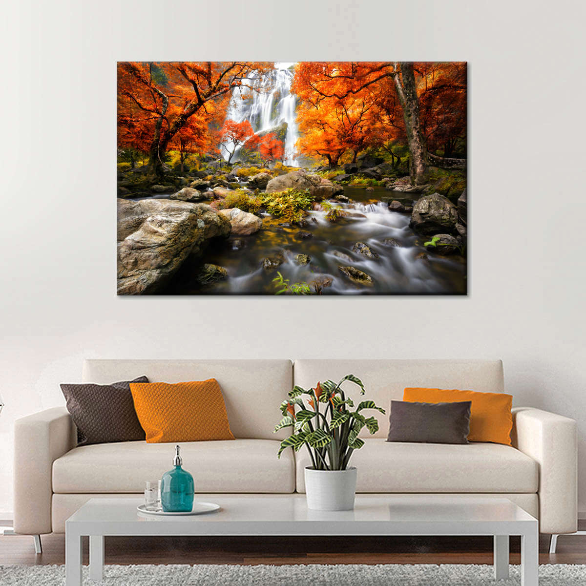 Stunning Autumn Waterfall - Acrylic Wall Art